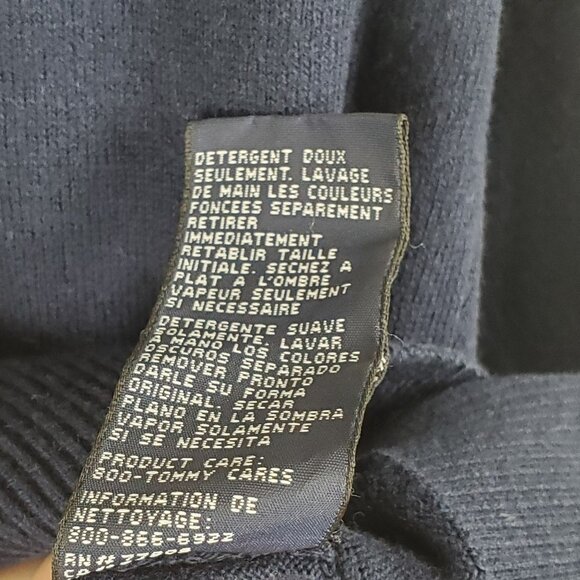 Tommy Hilfiger Cashmere Blend Sweater Size XL Pullover V Neck Embroidery Blue - Picture 4 of 5